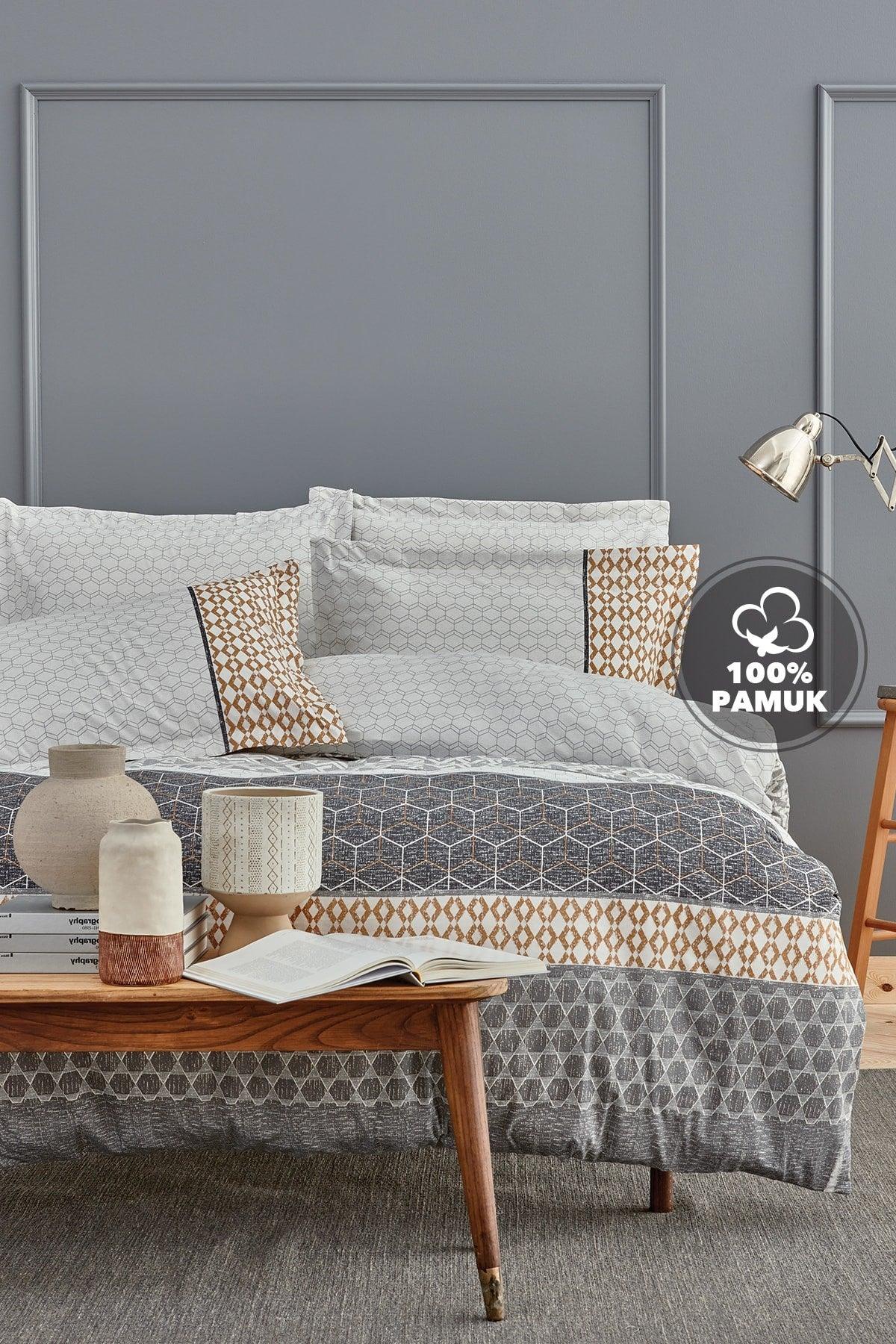 Taren Ranforce Single Duvet Cover Set - Gray - Swordslife