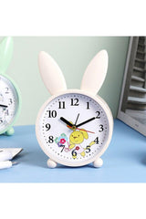 Rabbit Themed Desk Clock Kids Room Alarm Alarm White - Swordslife