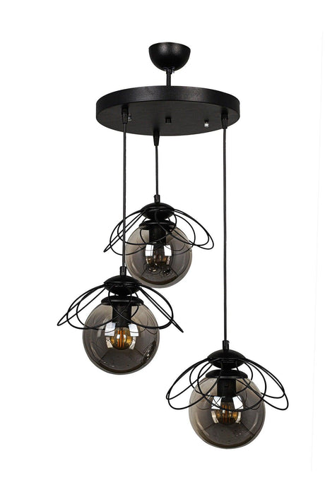 Pied 3rd Chandelier Black Smoked Glass - Swordslife