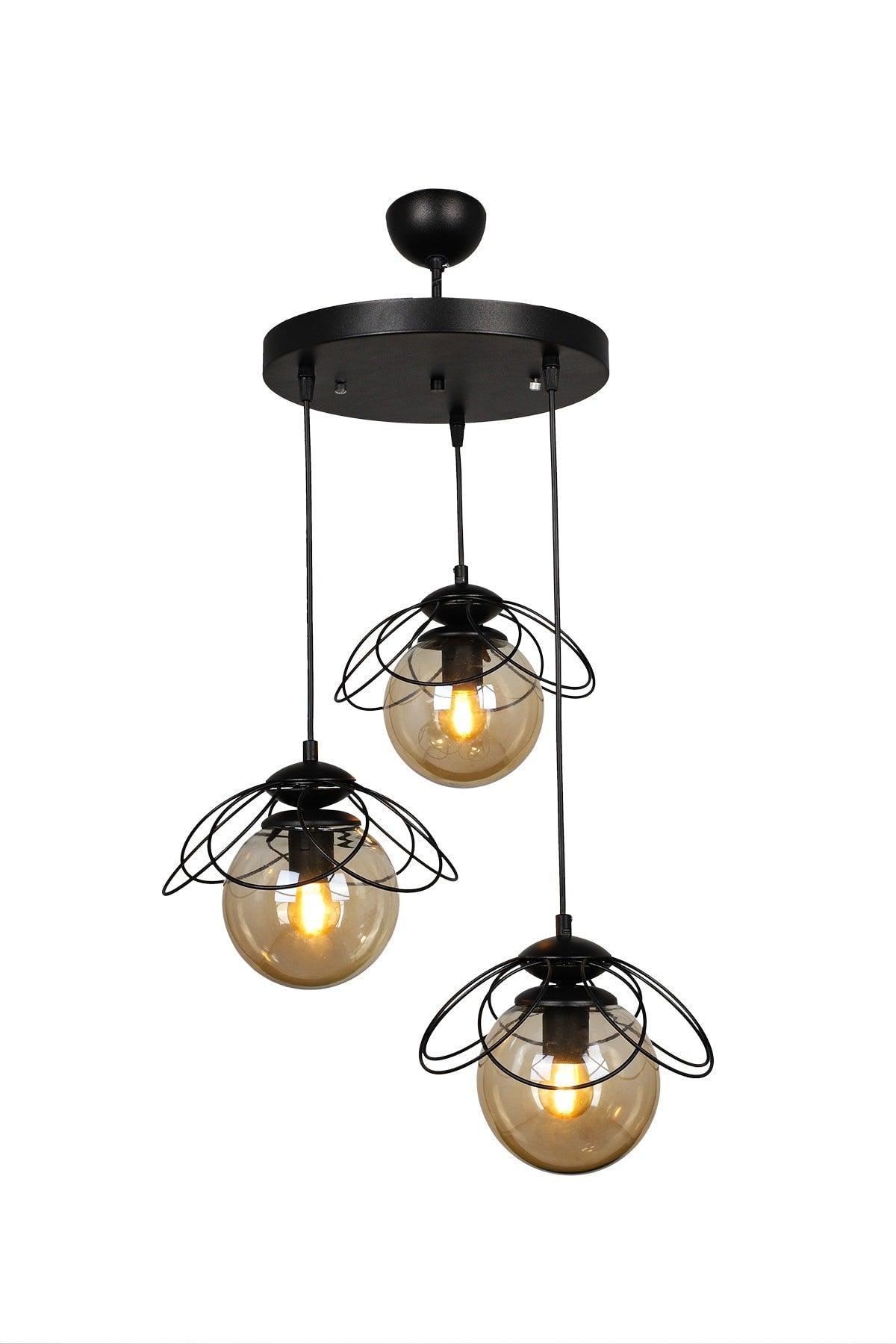 Calico 3rd Chandelier Black Honey Glass - Swordslife