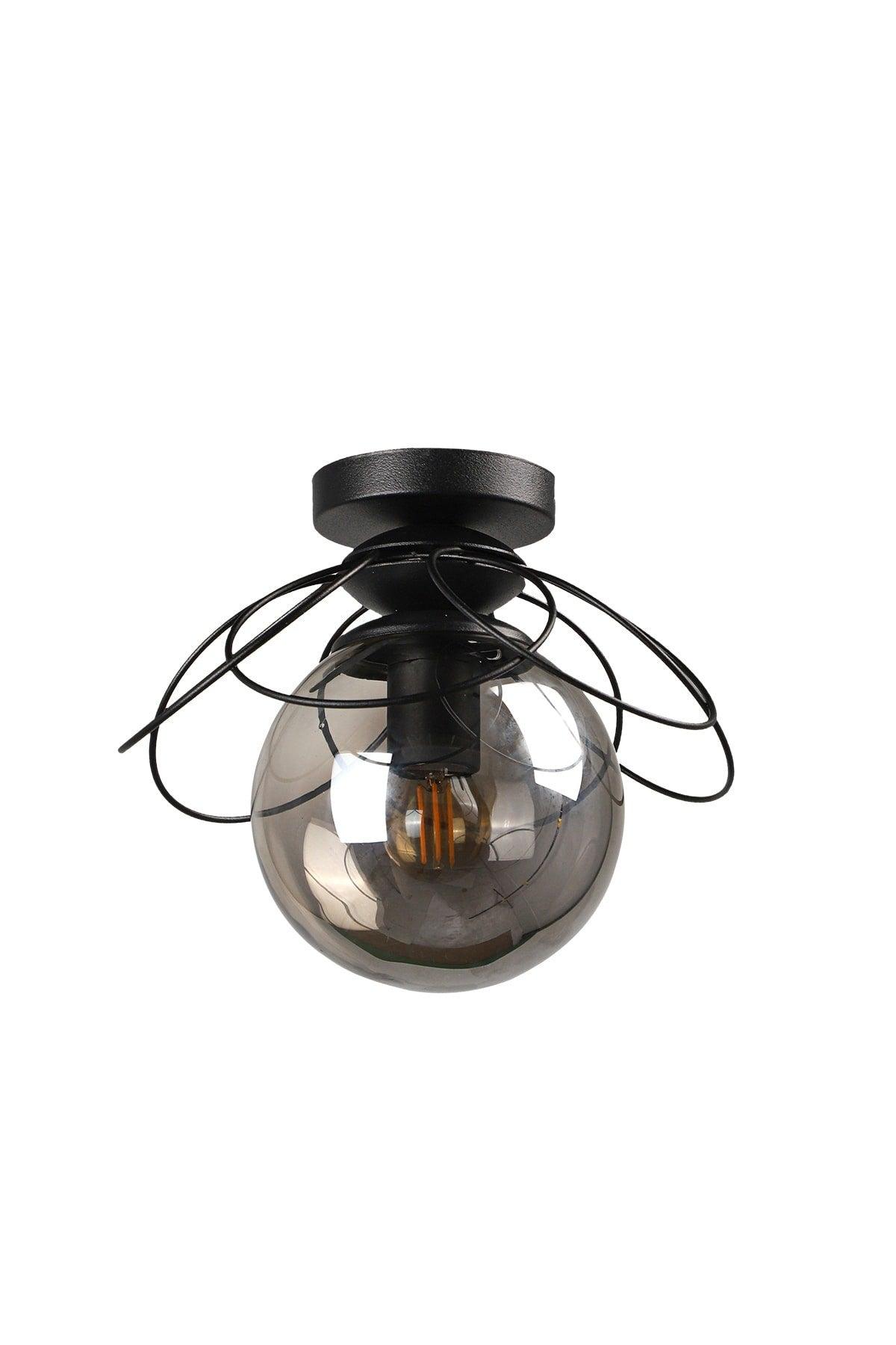 Alaca Ceiling Mount Single Chandelier Black Smoked Glass - Swordslife