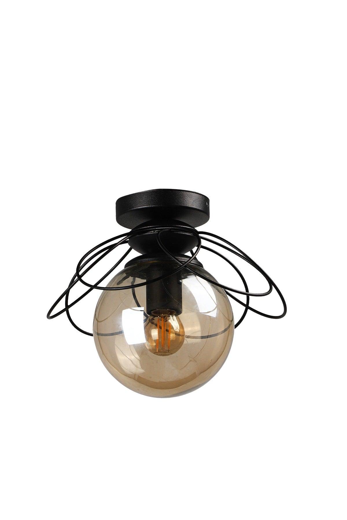 Alaca Ceiling Mount Single Chandelier Black Honey Glass - Swordslife