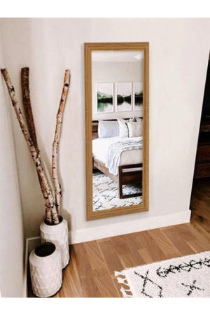 Teak Color Wooden Decorative Retro Wall Mirror 150 X 58 Cm - Swordslife