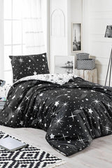 Single Easy-Iron Duvet Cover Set B&W Halley Black - Swordslife