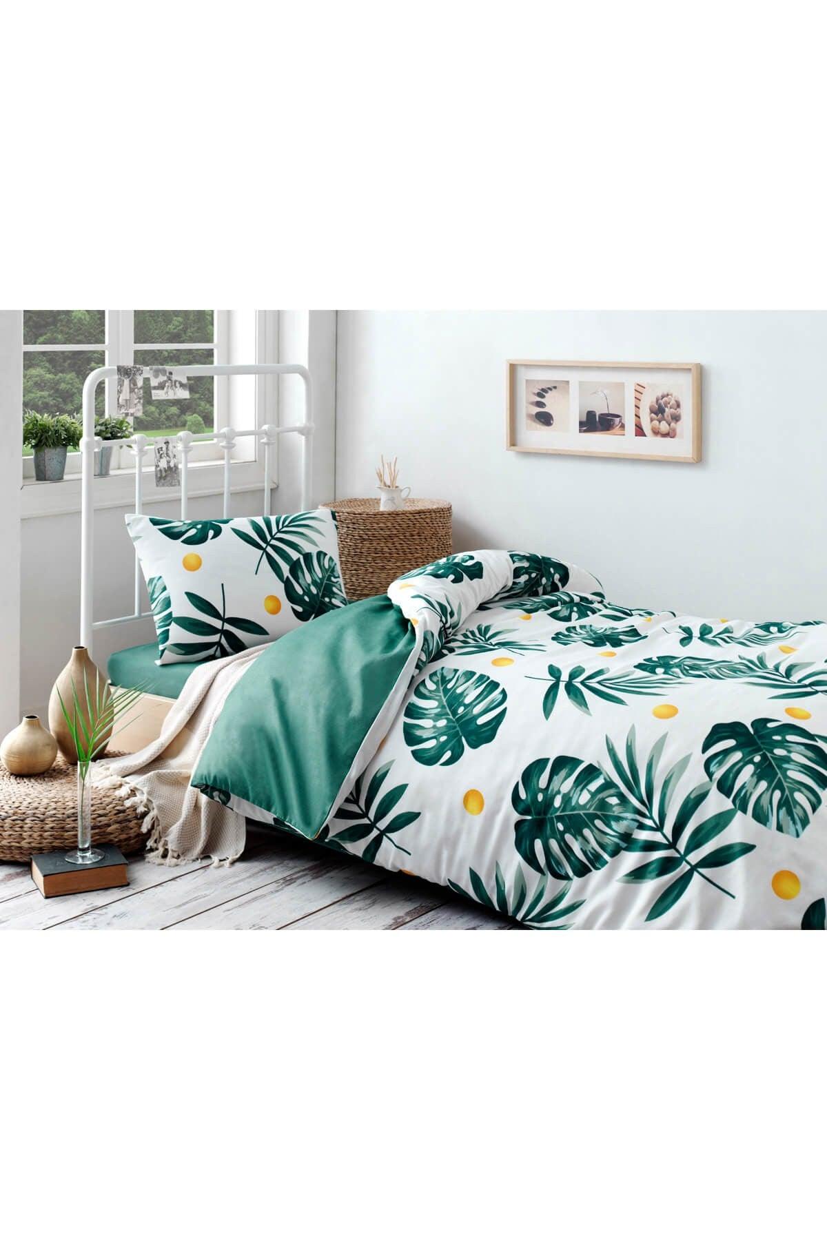 Single Easy-Iron Duvet Cover Set Monstera Green - Swordslife