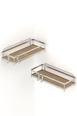 Teknotel Double Bathroom & Kitchen Shelf with Adhesive Hook Silver St280h - Swordslife