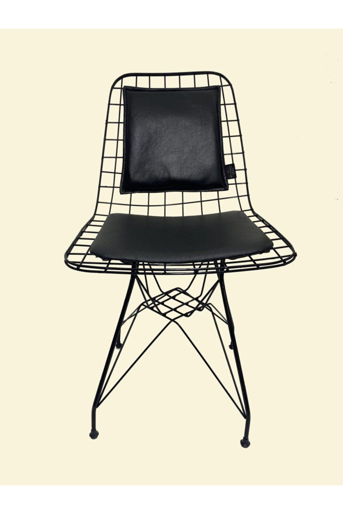 Wire Chair Back Cushion Black Leather (CHAIR NOT INCLUDED) - Swordslife