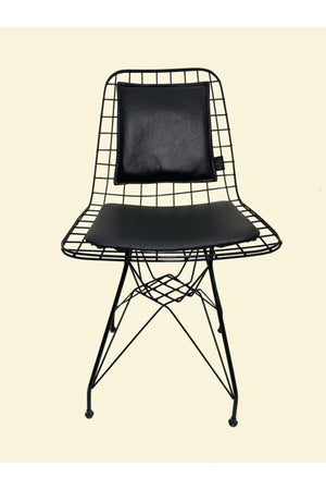 Wire Chair Back Cushion Black Leather (CHAIR NOT INCLUDED) - Swordslife