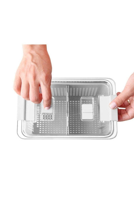 Air Conditioned Refrigerator Organizer And Leakproof Storage Container With Three Different Sizes With Strainer Compartments - Swordslife