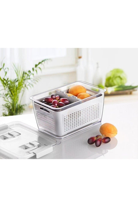 Air Conditioned Refrigerator Organizer And Leakproof Storage Container With Three Different Sizes With Strainer Compartments - Swordslife