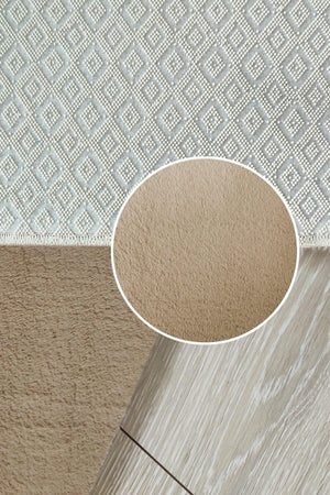 Triple Bath Mat Set Beige Plush Non-Slip Base Washable - Swordslife