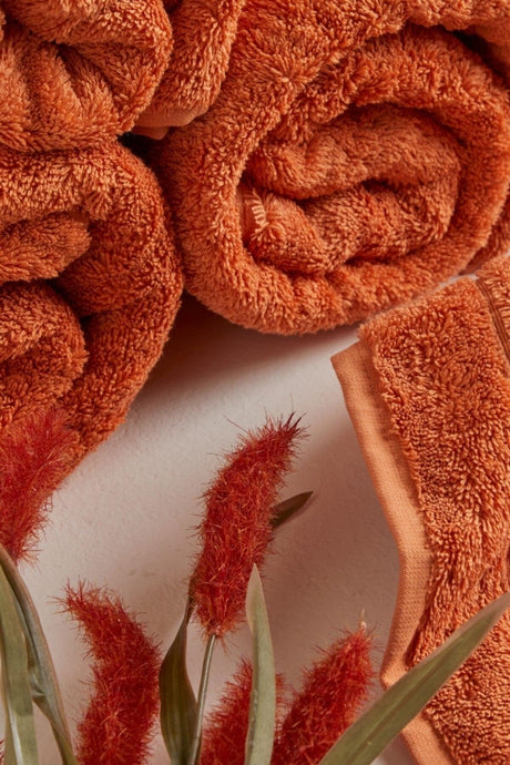 Towel Set of 2 50x90 Orange 100% Cotton - Swordslife