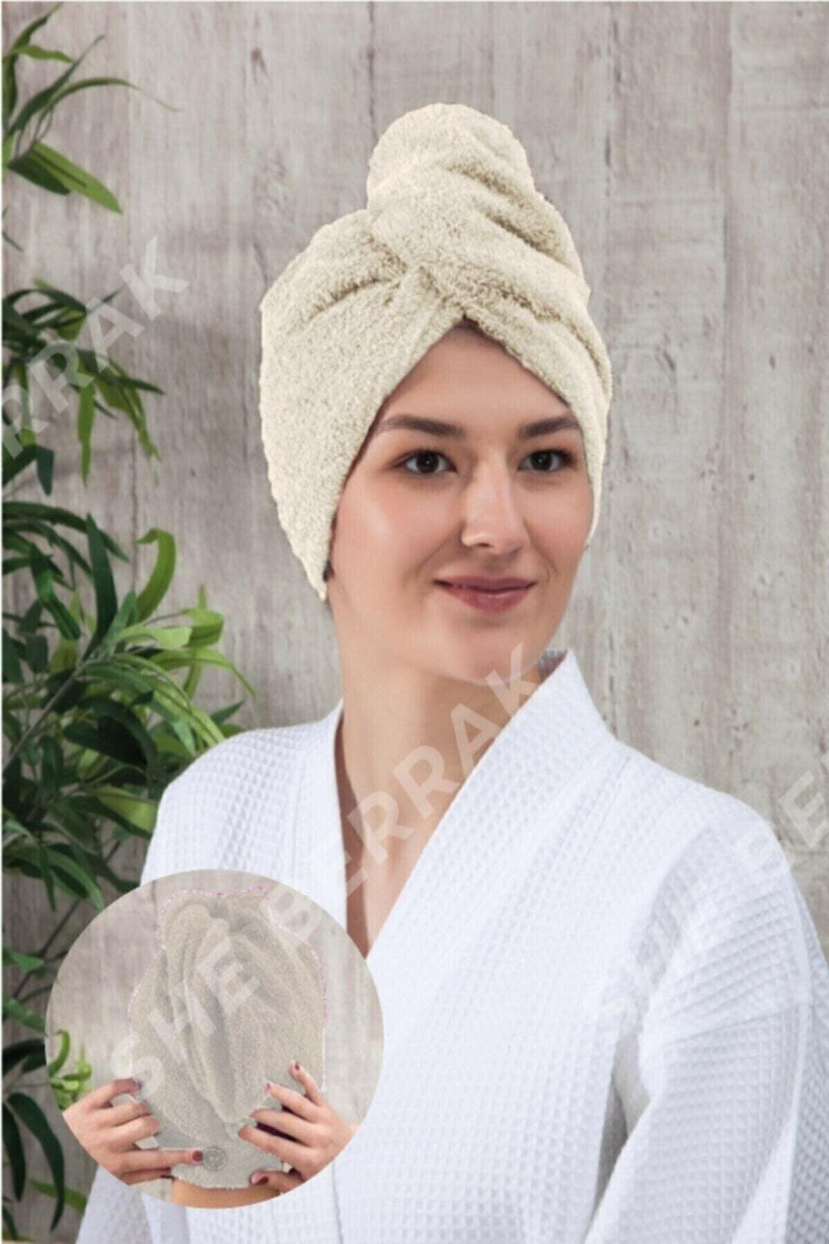 Towel Hair Cap Buttoned Cotton - Swordslife