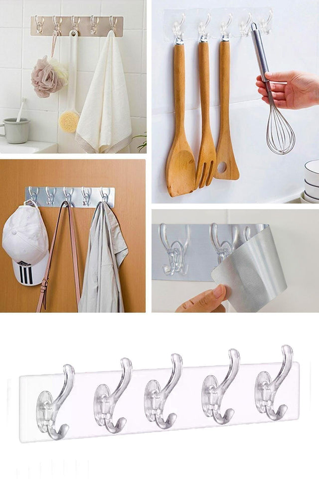 Transparent Bathroom and Kitchen Hanger 5 pcs - Swordslife