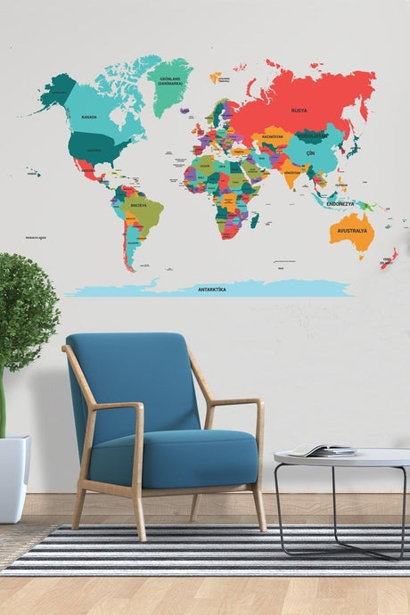 Transparent Color World Map - No Adhesive