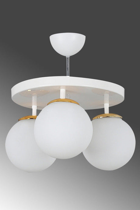 Tray White 3 Pcs White Globe Glass Chandelier - Swordslife