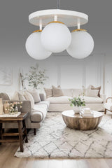 Tray White 3 Pcs White Globe Glass Chandelier - Swordslife