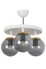 Tray White 3 Piece Smoked Globe Glass Chandelier - Swordslife