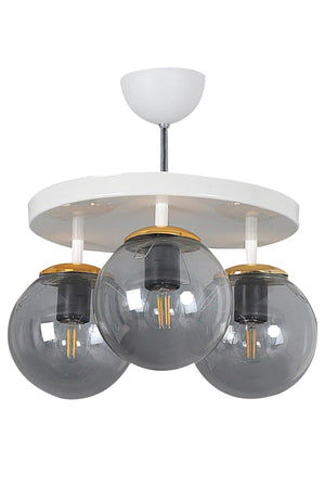 Tray White 3 Piece Smoked Globe Glass Chandelier - Swordslife