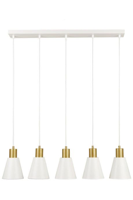 Trend Special Design Modern Sports Cafe Küche Salon Weiß Farbe Gold Detail Inline 5 Li Kronleuchter - Swordslife
