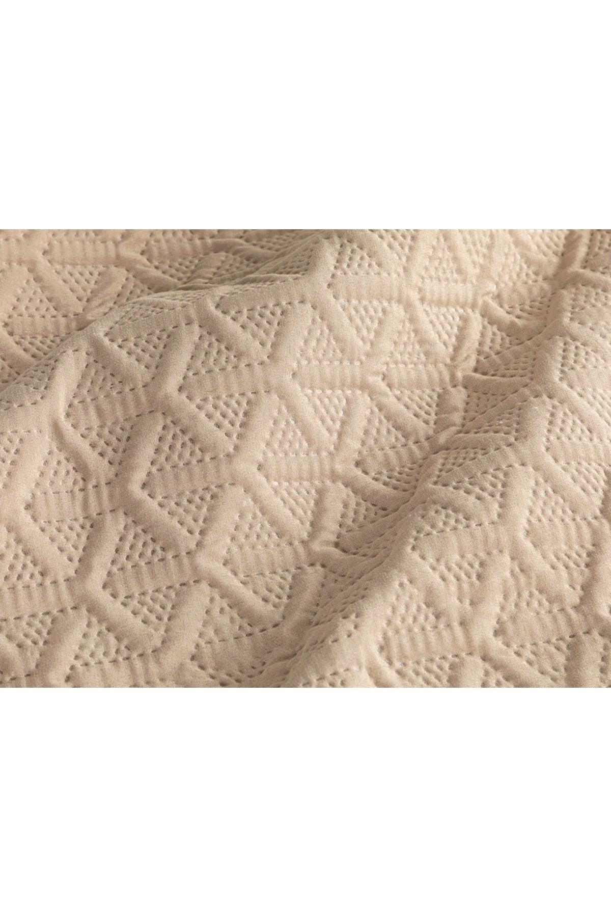 Triangle Multi-Purpose King Size Bedspread Set 240x220 Cm Beige - Swordslife