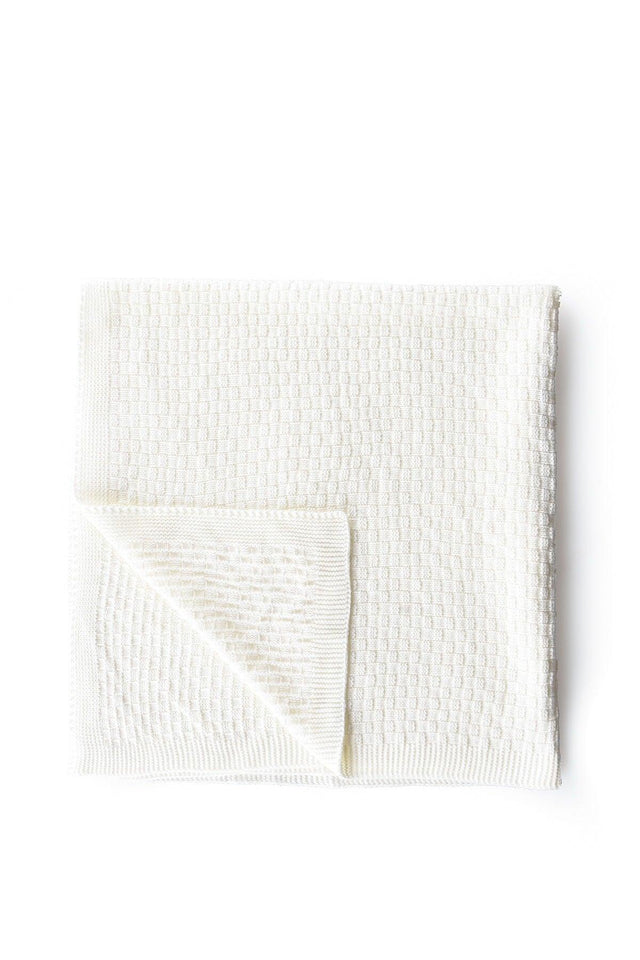 Knitwear Knitted Baby Blanket Ecru Small Checkered 80x80 Cm - Swordslife