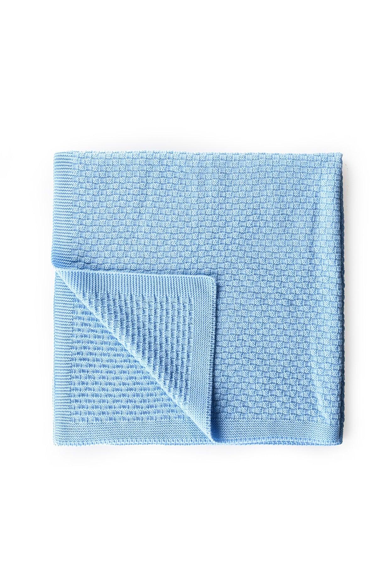 Knitwear Knitted Baby Blanket Blue Tiny Checkered 80x80 Cm - Swordslife