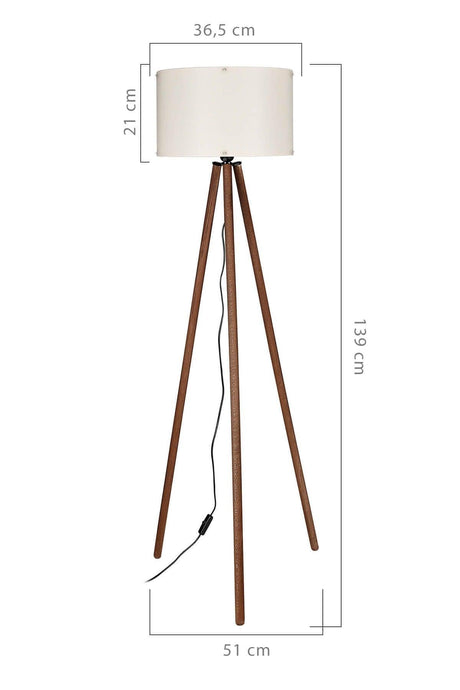 Tripod Floor Lamp Wooden Leg Cream Hat - Swordslife