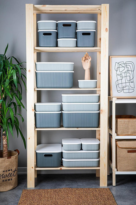 Trove 3 Pieces 13.4 Lt (gray) Organizer Box with Lid, Decorative Storage Box - Swordslife