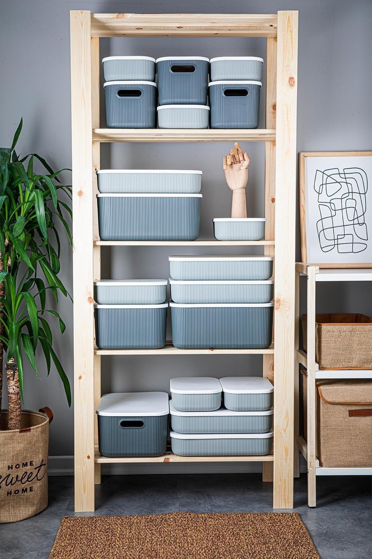 Trove 3 Pieces 6.2 Lt (gray) Organizer Box with Lid, Decorative Storage Box - Swordslife