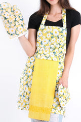 Tulipa Towel Kitchen Apron Models, Oven Glove And Holder Yellow - Swordslife