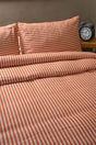 Orange Striped Linen Double Duvet Cover & Pillow Set 200x220 Cm - Swordslife