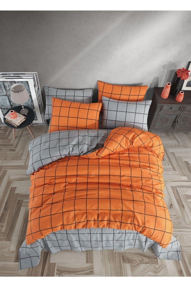 Orange Square Single Double Sided Duvet Cover Set - Swordslife