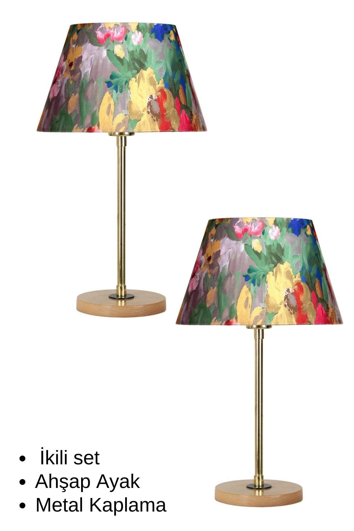 Two-006 Metal Lampshade with Wooden Leg (Set of Two) - Swordslife