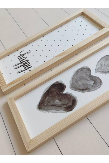 Triple Heart And Spotted Happy Wooden Frame Set - Swordslife