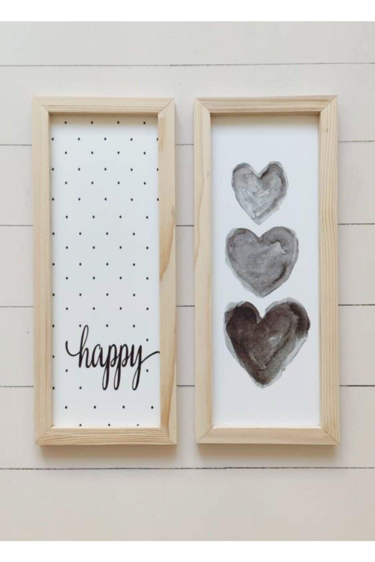 Triple Heart And Spotted Happy Wooden Frame Set - Swordslife