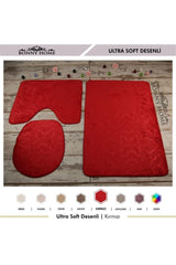 Ultrasoft Patterned Red Closet Set of 3 Bathroom Carpet Mat Set - Swordslife