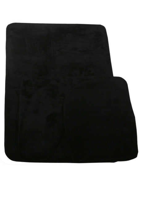 Unicolor Plain Black 3 Piece Bath Mat Rug Set Non-Slip Closet Set - Swordslife