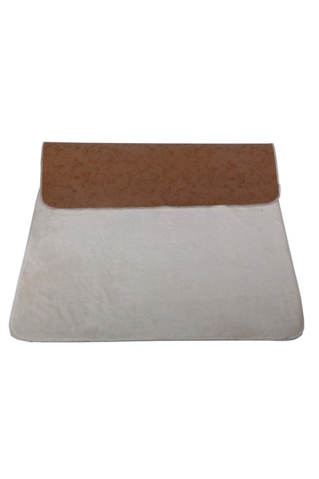 Unicolor Plain Cream 2 Piece Bath Mat Rug