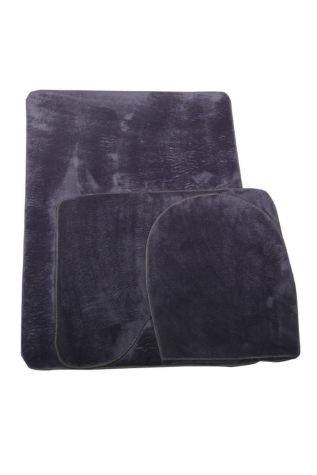 Unicolor Plain Gray 3 Piece Bath Mat Rug Set Non-Slip Closet Set - Swordslife