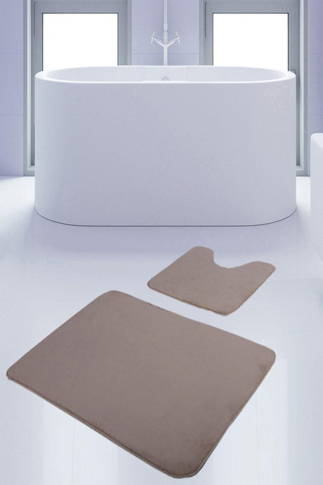Unicolor Plain Mink 2 Piece Bath Mat Rug Set Non-Slip Toilet Seat Base Set - Swordslife