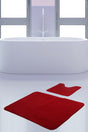 Unicolor Plain Red 2 Piece Bath Mat Rug Set Non-Slip Floor Closet Set - Swordslife