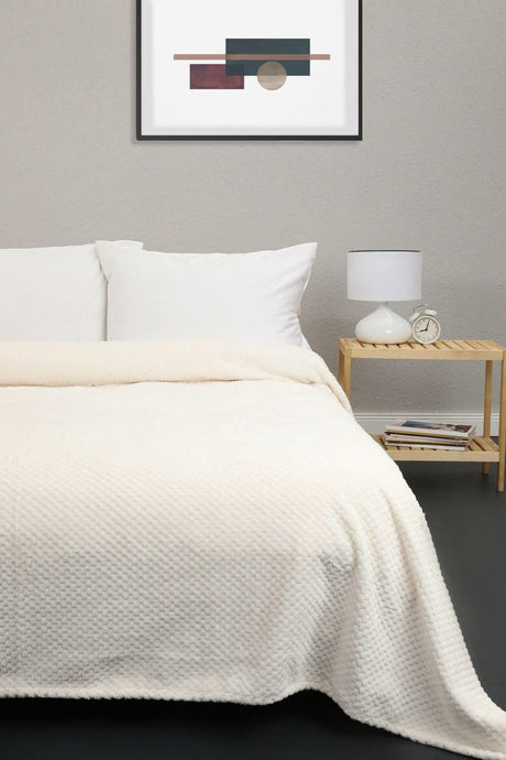 Unicolor Welsoft Double Bedspread - Ecru - Swordslife