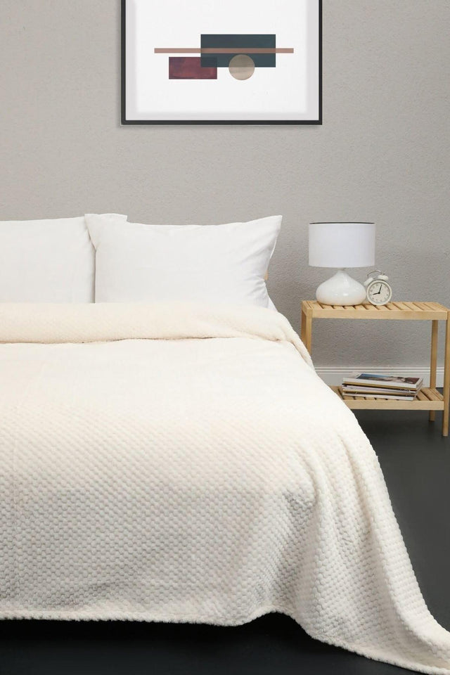 Unicolor Welsoft Double Bedspread - Ecru - Swordslife