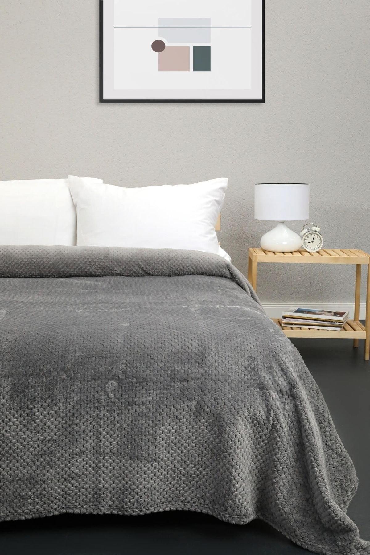 Unicolor Welsoft Double Bedspread - Gray - Swordslife