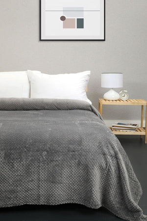 Unicolor Welsoft Double Bedspread - Gray - Swordslife