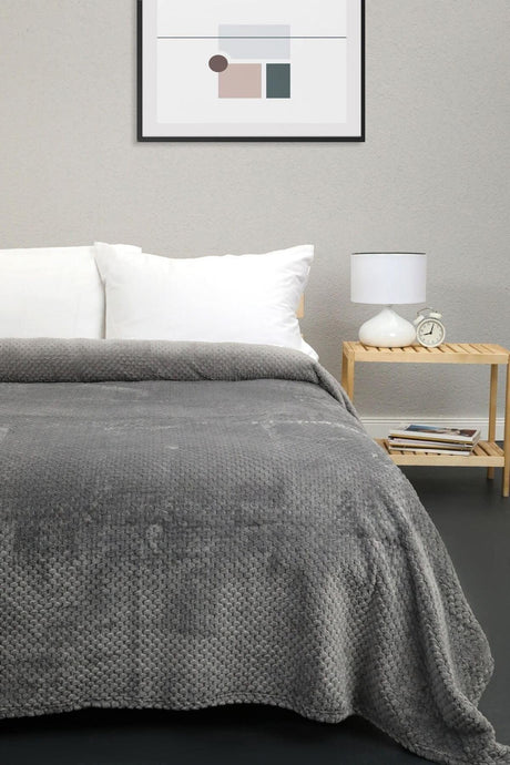 Unicolor Welsoft Double Bedspread - Gray - Swordslife