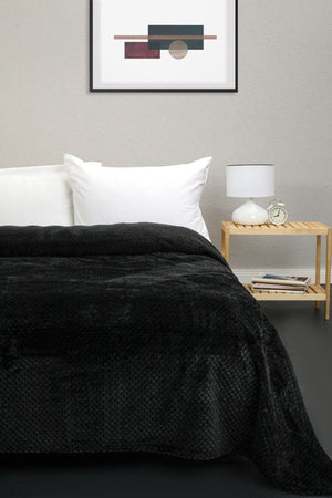 Unicolor Welsoft Double Bedspread - Black - Swordslife