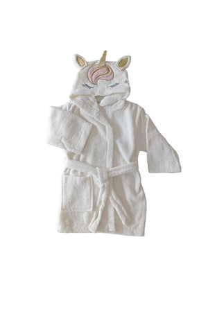 Unicorn Pattern Woven Girl's Bathrobe