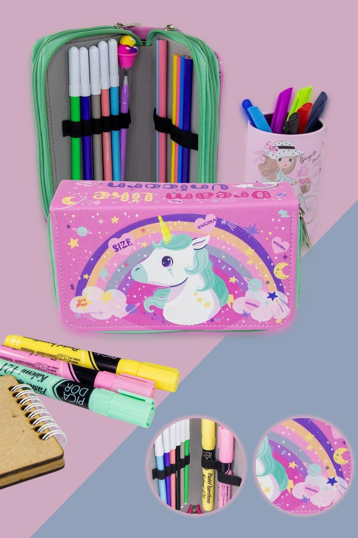 Unicorn Three Compartment Pencil Case